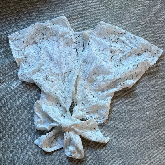 Just Bee Queen Clare Tie Back Top in White Lace - Size Small - Picture 4 of 10